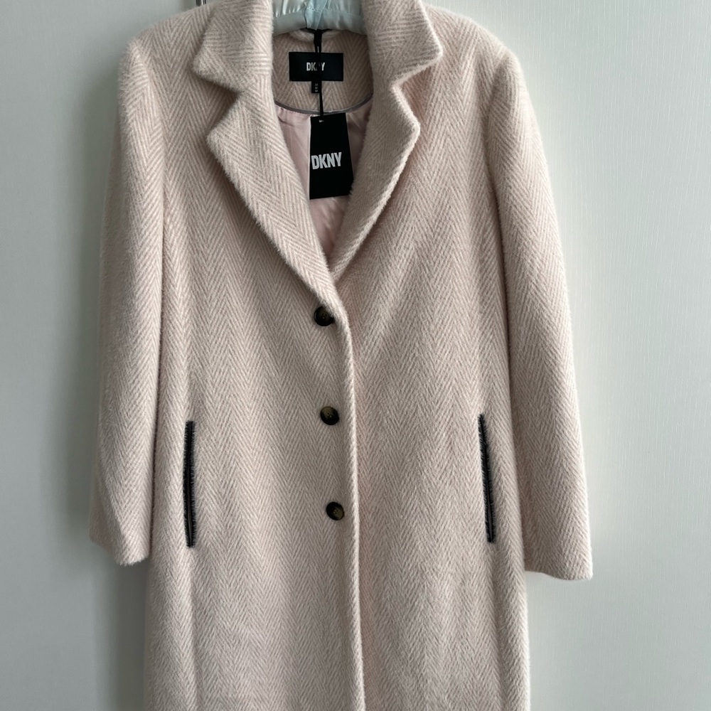 DKNY pink fuzz walker coat